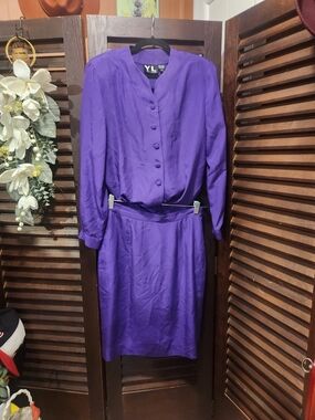 YL by Yair Bold Purple Two-Piece Skirt Set